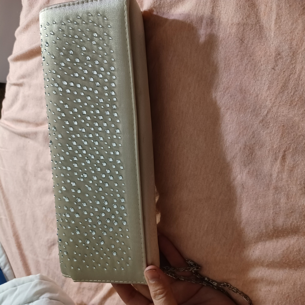 Elegant Cream Clutch with Silver Accents